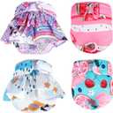 XPCARE Reusable Dog Diapers - 4 Packs Absorbent, Leak-Proof for Female Dogs (Large) Pattern - animals and fruits