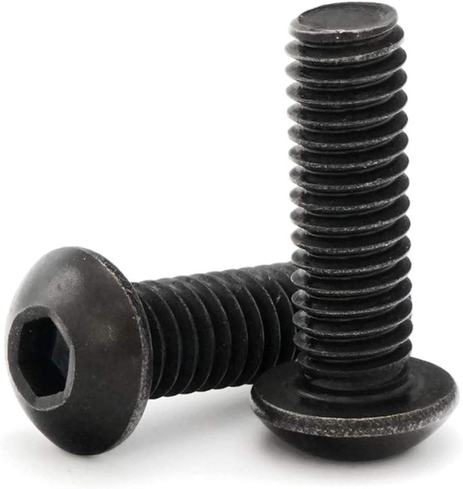 1/4-20 x 2 Inch Button Head Socket Cap Bolts Screws,304 Stainless Steel 18-8,Fully Threaded,Black Zinc Plated,with Hex Spanner(20Pcs)