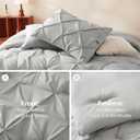 CozyLux Queen Comforter Set Light Grey, 7 Pieces Pintuck Bed in A Bag, Premium Gray Comforter Queen Size, Pinch Pleat Bedding Sets with Comforter, Sheets, Pillowcases & Shams