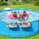 POOLHOUR [Patented] Poolside Storage Basket with 2 Cup Holders, Stretchable Above Ground Pool Accessories Organizer, Multifunctional Poolside Holder for Most Frame Pool Accessories (1Pack)