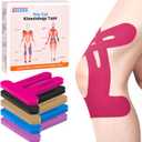 IEADEN Precut Kinesiology Tape for Knees, 10 Strips - Knee Support & Stability, Knee Pain Relief Athletic Tape - Waterproof & Elastic, Breathable Hypoallergenic Latex-Free Tape, Pink