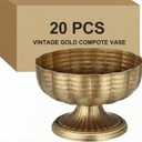 20 Pcs Vintage Gold Compote Vase for Centerpieces Compote Bowl 8'' Wide Vintage Decorative Antique Urn Planter Vase for Wedding Event Anniversary Party Indoor Outdoor Activity