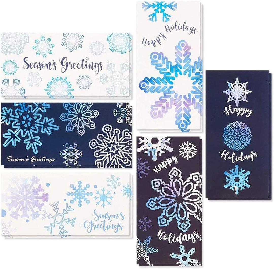 BEST PAPER GREETINGS Money Envelopes for Cash Gifts - 36 Pack, 3.6 x 7.25 Inch, Snowflake Winter Designs - Money Card Holder