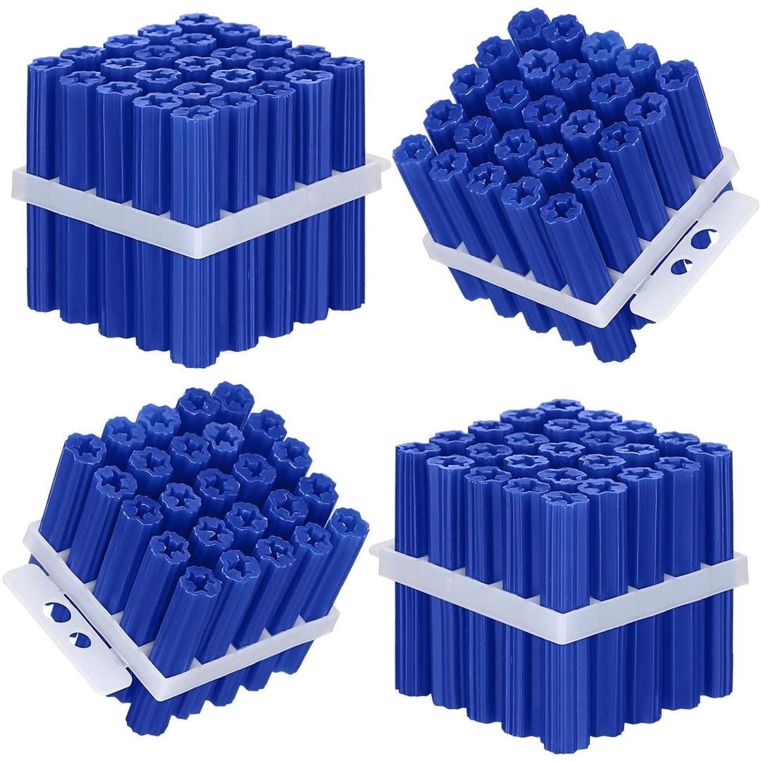 Lineshading 100 Pcs Expanding Plastic Concrete Anchors Screw Anchors Drywall Wall Expansion Pipe for Hollow Walls Tile Cement Bolt Expansion Tube(5/16" X 2" for #14 or 1/4 Lag Screw,Blue)