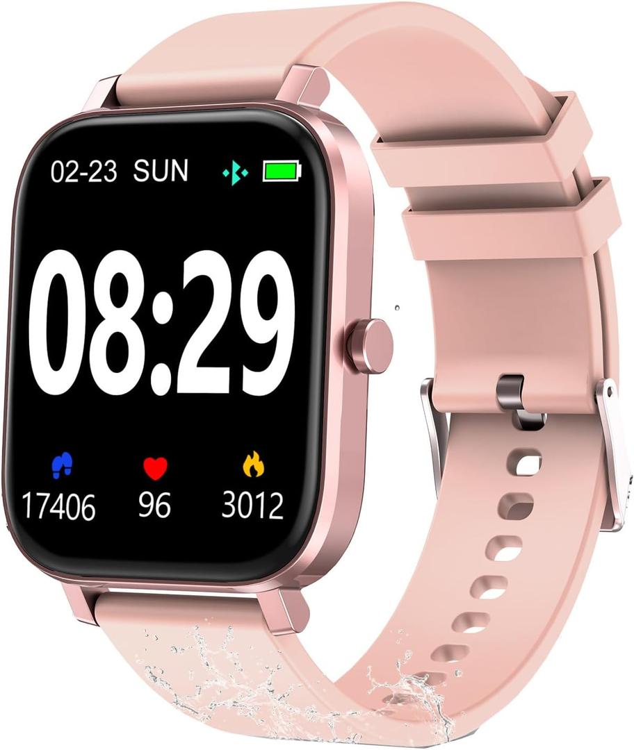 Smart Watch for Women Fitness Tracker Watch for Android/iOS Phones, Activity Trackers and Smartwatches with Heart Rate/Sleep Monitor, Step Counter, Waterproof Smart Watches (Pink)
