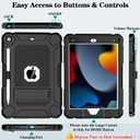 LTROP Case for iPad 9th/ 8th/ 7th Generation (2021/2020/ 2019) 10.2 Inch with Pencil Holder & Kickstand, Hybrid Shockproof Rugged Protective Case for iPad 9 8 7 Gen 10.2", Black