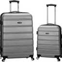 Rockland Melbourne Hardside 2 Piece Expandable Spinner Wheel Luggage Set, (20"/28"), Silver