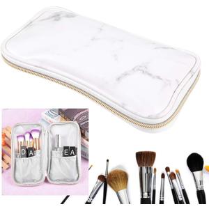 PU Cosmetic Bag, Portable Fashion Marble Makeup Organizer Bag Toiletry Travel Make Up Brushes Bag