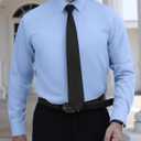 LUPURTY Dress Shirts for Men Long Sleeve Regular Fit Button Down Shirt Stretch Wrinkle Free Business Formal (Blue, XXXL)