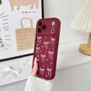 NITITOP Compatible with iPhone 17 Pro Case Cute Trendy Ribbon Bow Knot Star Aesthetic Design for Women Girls Stylish Soft TPU Silicone Shockproof Full Camera Protective Cover - Wine Red