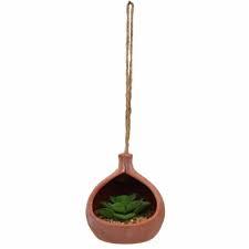 Air Plant Holder Hanging Planter – Beige Ceramic Teardrop Pot for Succulent