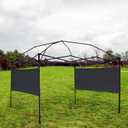 2pcs Half Sidewalls Panel for Pop Up Canopy Gazebo Tent Shelter 10'x10', 10'x15', 10'x20' Vertical Leg, 2 Black Half Walls Only