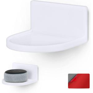 BRAINWAVZ 4.6" Round Baby Monitor Wall Mount Shelf, Adhesive & Easy to Install, Also for Cameras, Speakers, Decor, Toys, Bedroom, WiFi Routers, Kitchen, Cable Box & More, (CF125, White)