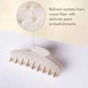 Emma Lily Cream Acetate Comb-shape Hair Claw Clip with Pearl Beads - Secure Grip for Thin & Medium Hair, Ideal for Dinner Party Occasions, Gifts for Women