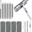 MUEE Window Cleaning kit,2-in-1 Adjustable Window Washing Squeegee Kit with Extension Pole,Squeegee Window Cleaner Tool with Scrubber and Rotating Head for Indoor and Outdoor Window