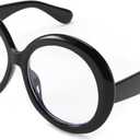 FEISEDY Oversized Blue Light Blocking Glasses Women Men Retro Big Round Frame Eyewear Clear Lens Computer Glasses B2997 (001 - Black)