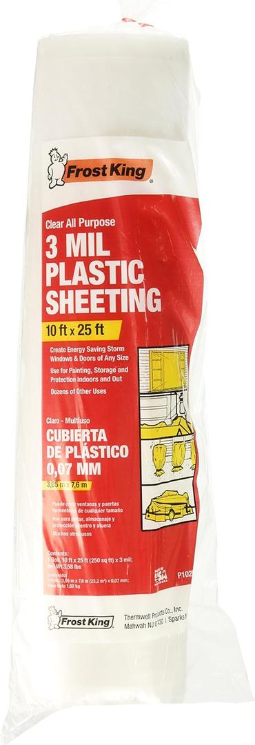 Frost King P1025/3 Polyethylene Sheeting, 10' x 25' x 3 mil., Clear