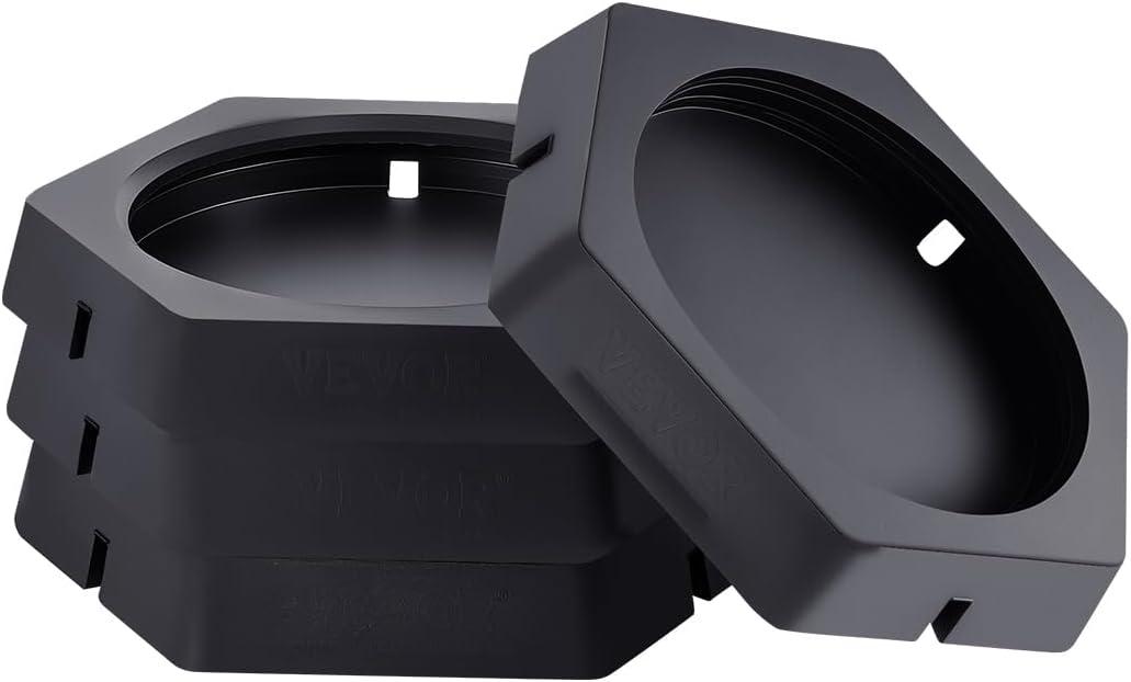 VEVOR RV Leveling Pads, 4-Pack Rubber Trailer Jack Pads, Each with 5000 lbs Capacity, Jack Stabilizer Pad with Large Surface Area, Ideal for 10" Round Jack Feet, 5th Wheels Class A/C Motorhomes Camper