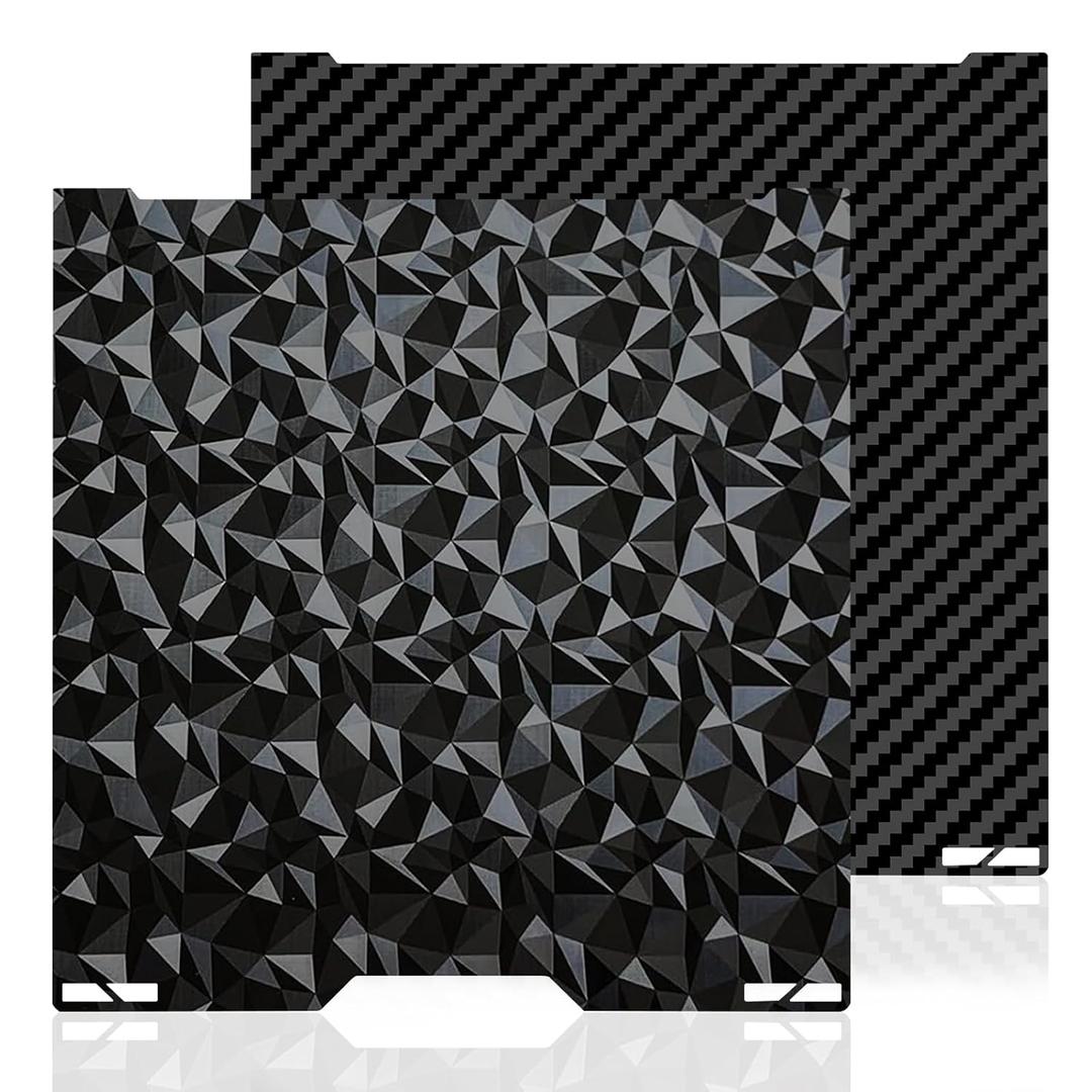 335×325mm PET PEO Double Side Build Plate for Bambu Lab A2L/H2C, Smooth Diamond PEO+Carbon Fiber PET Spring Steel Sheet Plate for Bambu Labs 3D Printer