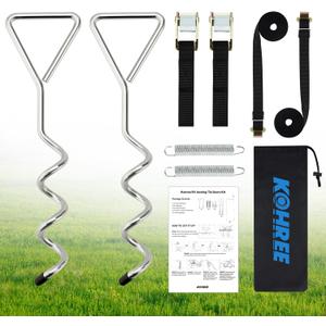 3 Pack Kohree RV Awning Tie Down Kit, Upgraded Heavy-Duty Camper Awning Anchors Kit Accessories, Durable Straps & Storage Bag, Easy Installation