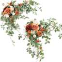 Ling's moment 2PCS Terracotta Arch Flowers Artificial Floral Swags Centerpieces Wedding Decor Mantel Faux Burnt Orange Rose Garland Arrangements for DIY Sweetheart Table Wall Window Welcome Signs