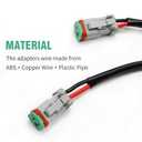 2 in 1 Leads Deutsch Outputs DT, Y Shape 2 Pin DTM Female Connector Socket Adapter Splitters Wiring Harness Retrofit Connectors Wiring Harness for Light Bar Fog Light
