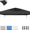 10×10 Canopy Replacement Top, Pop Up Canopy Replacement Tent Cover for Straight Leg Frame, Waterproof Canopy Top Cover for Garden Patio Camping (Top Only)(Black)