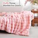 Smoofy Faux Fur Throw Blanket for Couch - Blush Pink Super Soft Cozy Bubble Blanket, Fluffy Plush Fuzzy Throw for Sofa & Bed, Thick Lightweight Warm Blanket, Luxury Aesthetic Gift for Women 50"x60"