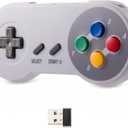 KIWITATA Retro SNES USB Controller, 2.4G Rechargeable Wireless SNES Remote Emulator Gamepad Controller for Windows 11/XP/8/7 MAC RetroPie (1 pack colorful button)
