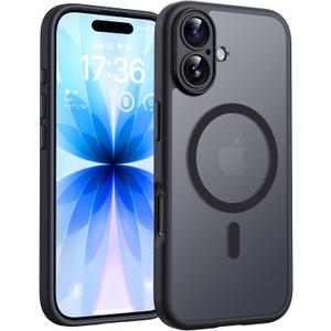 2 x TOCOL for iPhone 17 Case, Compatible with Magsafe, Full Camera Protection, Built-in Magnets, Drop Protection, Translucent Matte Phone Case for iPhone 17 6.3 inch (Black)