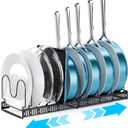 ORDORA Pots and Pans Organizer Under Cabinet, Expandable Cutting Board Pot Lid Organizer for Cabinet Holder with 10 Adjustable Dividers for Kitchen Storage (Black)