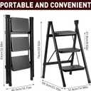 3-Step Ladder, Folding Step Stool for Kitchen/Closet/Garage, Sturdy & Lightweight Aluminum Handy Ladder, 200 lbs Capacity, Anti-Slip Pedals, Compact & Portable for Home DIY & Everyday Tasks