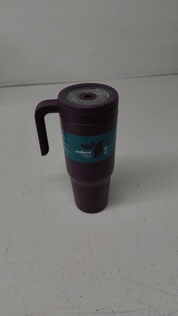 REDUCE Chiller Vacuum Insulated 40 oz Tumbler with Spill-Proof Silicone Straw - Sustainable Tritan Lid with Water Intake Markers - Soft Sit Base Travel Mug - Dishwasher Safe - Phantom