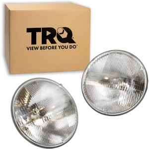 TRQ 2 Piece Headlight Assembly Set Round Driver & Passenger Side Compatible with Chevrolet, Chevy, Dodge, Ford, GMC, Jeep, Mercedes Benz, Pontiac, Porsche, Volkswagen
