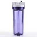 Hydronix HF3-10CLWH34PR, 10" Clear Housing with White Rib Cap for RO & Filtration Systems, 3/4" Ports with Relief Button
