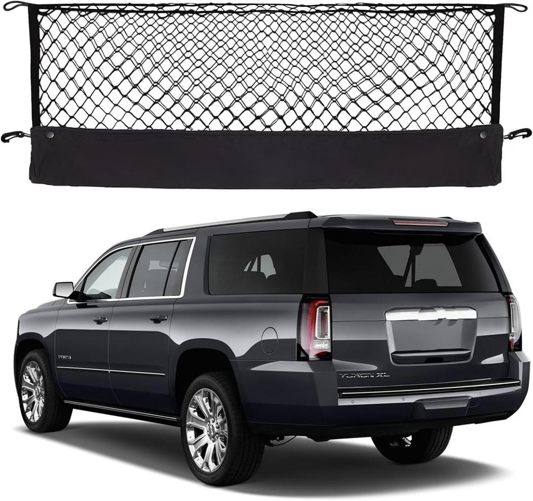 Envelope Style Cargo Net Compatible with Chevrolet Chevy Suburban, Cadillac Escalade GMC Yukon XL Denali SLE SLT AT4 New 2025 2024 2023 2022 2021 2020 2019-2015 Trunk Car Rear Tailgate Netting