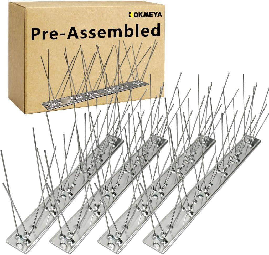 Bird Spikes Install,304 Stainless Steel Bird Deterrents Spikes for Outside to Keep Birds Away Bird Scare Devices Outdoor (60, Metal)