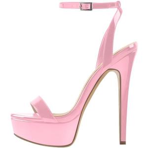 Platform Stiletto High Heels for Women, Round Open Toe Ankle Strap Sexy Heeled Sandals for Wedding Party Dress (10, Pink)