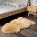 IRIWOOL Premium Genuine Fur Sheepskin Rug Real Australia Sheepskin Natural Luxury Fluffy Lambskin Fur Area Rug Seat Covers for Kids Bedroom Sofa Chair Cover (Light Brown, Single Pelt/2ft x 3ft)