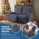 TAOCOCO Recliner Loveseat Cover, Stretch Jacquard Reclining Loveseat Cover Furniture Protector Sofa Slipcovers 2 Seat Recliner Covers with Elastic Bottom for Kids, Pets (Dark Grey)