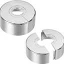 PATIKIL Wall Split Flange 1.2 Inch, 2Pcs 1.2" Thicken Cuttable ABS Round Escutcheon Plate Cover Buckle for Water Pipe Faucet Decoration, Silver