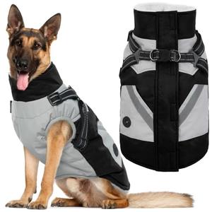 IECOii Dog Coat Winter Waterproof - Black, XLarge - Zip Up Vest, Jacket, Fleece Snow Snowsuit for Large Dogs, Beagle, Cocker Spaniel, Border Collie, XL