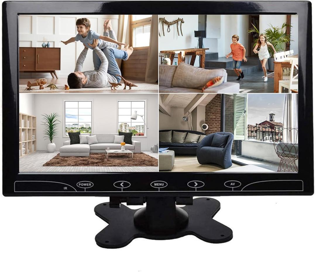 10.1 Inch Small HDMI Monitor, CCTV Security Camera Monitor with VGA AV Input, 1024x600 HD LED Display Screen, Touch Button, Built-in Speaker for DVR NVR Raspberry Pi PC Gaming