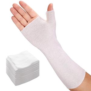 Velpeau Hand Socks for Splint (Pack of 10), Breathable, Thin Stockinette Tubing for Arm, Wrist Brace with Thumb Spica Liner, Cotton Gauze Sleeve, Under Cast Wrap, Arm Cover for Men and Women (White, Light Version, S)