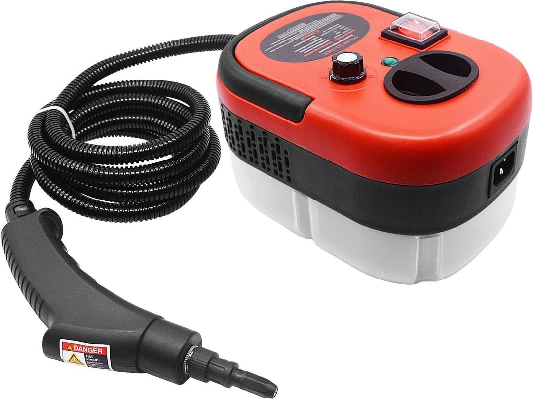 AnRui 2500W Portable Steam Cleaner, High Temperature Nozzle Pressurized Steam Cleaner Handheld Little Steam Cleaner for Home, Kitchen, Bathroom 15S Fast Heating, with 4 Brush Heads(Red) 