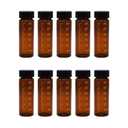 PENCK 10pcs 30ml/1oz Little Brown Glass Bottle Vials with Black Screw Cap, Small Graduated Sample Container, Empty Leak-Proof Storage Test Vials for Sample Capture and Storage