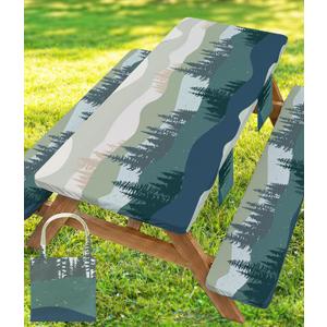 Picnic Table Cover with Bench Covers Waterproof Elastic Rectangle Tablecloth Camping Essentials Supplies Rv Car Travel Must Haves Gear Accessories Fitted Table Cloth Outdoor Road Trip Camper Gifts 6ft