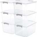 Citylife 6 Packs 32 QT Plastic Storage Bins with Lids Large Stackable Storage Containers for Organizing Clear Storage Box for Garage, Closet, Kitchen
