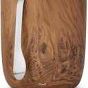 Swell Stainless Steel Ice Bucket with Tongs, 68oz Capacity, Teakwood Pattern Finish, Triple-Layer Vacuum Insulated to Keep Ice Colder Longer, BPA-Free Barware