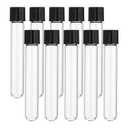 PATIKIL 10ml Test Tubes, 10pcs 3.94x0.63in Glass Clear Round Bottom Test Tube Containers with Plastic Cap for Bead Party Candy Bath Salt Storage Scientific Experiment Plant Propagation